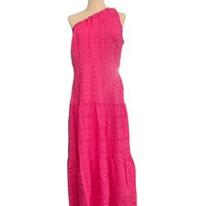 Taylor Vibrant Pink One-Shoulder Maxi Dress Sz 14